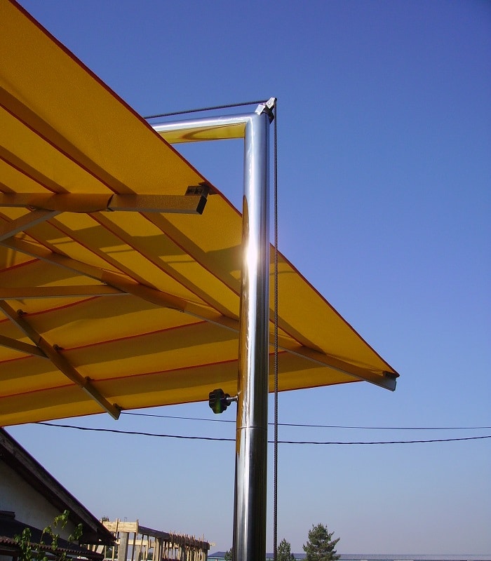 Parasol de aluminio para hostelería resistente al viento, modelo Talento